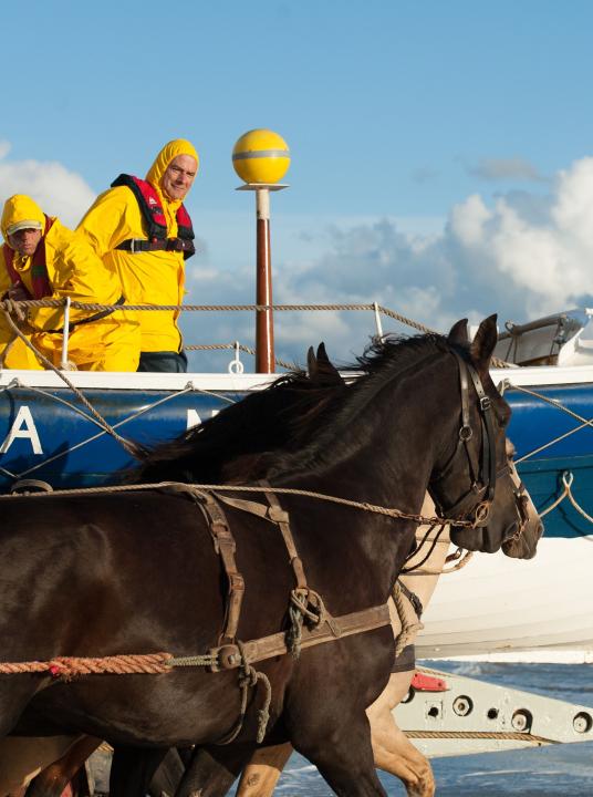 Demonstration horse-drawn rescue boat - VVV Ameland - Wadden.nl